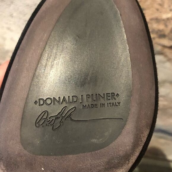 Donald J Pliner Lasse 0202 Black Taupe Suede Designer Heel Pump Booties Size 10 - Picture 6 of 8